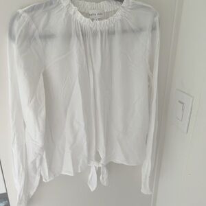 Bella Dahl long sleeve white top with tie front, size M